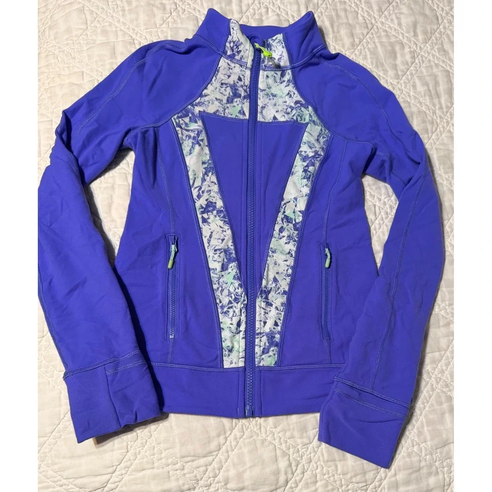 Ivivva Lululemon Girls Purple Geometric Print Full Zip Athletic Jacket Size 12
